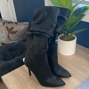 Black mid calf boots